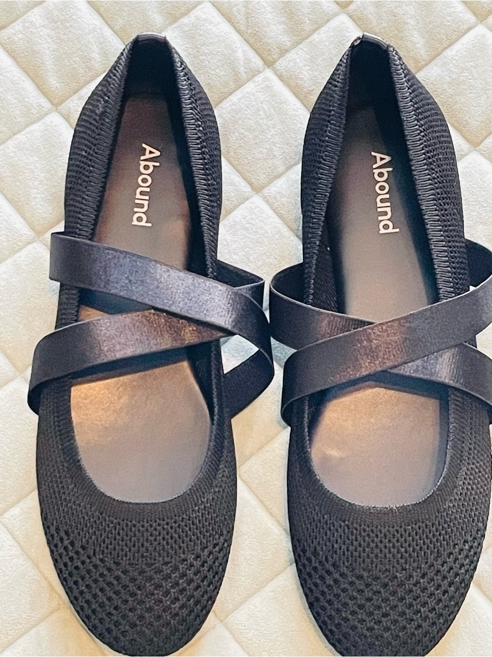 Abound Black Knit Ballet Flats with Crisscross Elastic Straps NWOT
